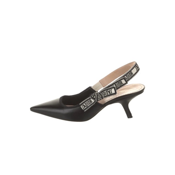 CHRISTIAN DIOR Leather Bow Accents Slingback Pumps
